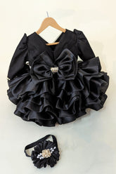 Black swan dress with full sleeves
